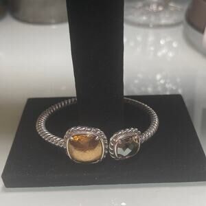 Hinged bangle bracelet citrine and gold accents